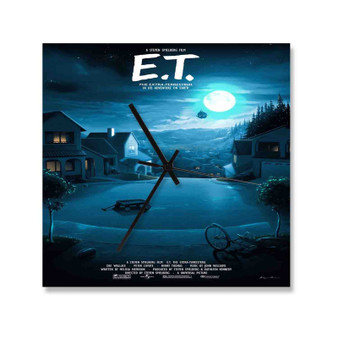 ET The Extra Terrestrial Square Silent Scaleless Wooden Wall Clock Black Pointers