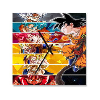 Goku Dragon Ball Z Square Silent Scaleless Wooden Wall Clock Black Pointers