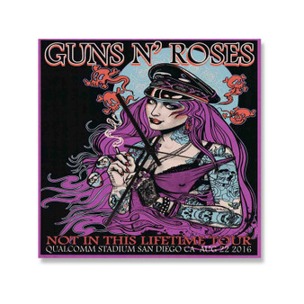 Guns N Roses San Diego US Square Silent Scaleless Wooden Wall Clock Black Pointers