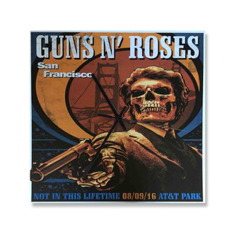 Guns N Roses San Francisco US Square Silent Scaleless Wooden Wall Clock Black Pointers