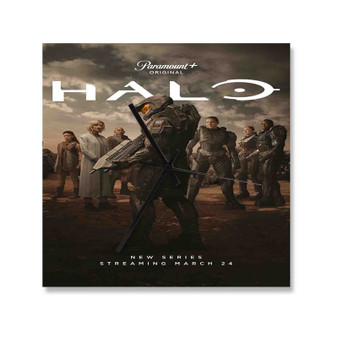 Halo TV Series Square Silent Scaleless Wooden Wall Clock Black Pointers