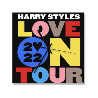 Harry Styles Love on Tour 2022 Square Silent Scaleless Wooden Wall Clock Black Pointers