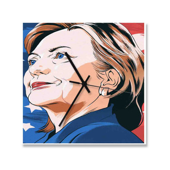 Hillary Clinton Poster Square Silent Scaleless Wooden Wall Clock Black Pointers