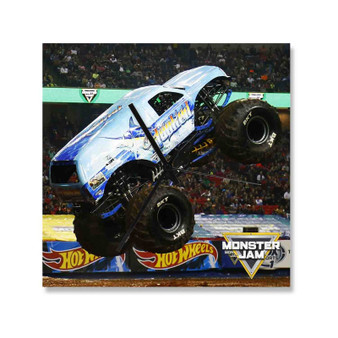 Hooked Monster Truck Square Silent Scaleless Wooden Wall Clock Black Pointers