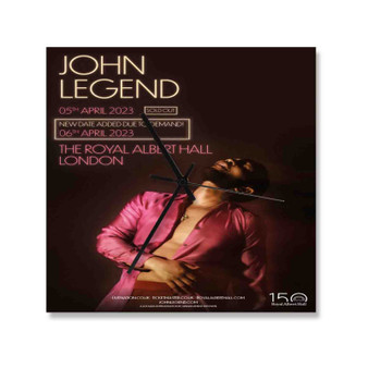 John Legend 2023 Tour Square Silent Scaleless Wooden Wall Clock Black Pointers