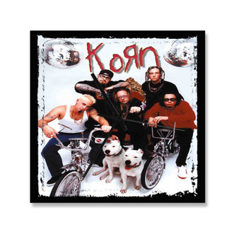 Korn Band Square Silent Scaleless Wooden Wall Clock Black Pointers