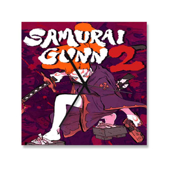 Samurai Gunn 2 Square Silent Scaleless Wooden Wall Clock Black Pointers