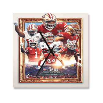 San Francisco 49ers NFL 2022 Square Silent Scaleless Wooden Wall Clock Black Pointers