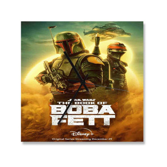 Star Wars The Book of Boba Fett Square Silent Scaleless Wooden Wall Clock Black Pointers