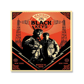 The Black Keys Obey Square Silent Scaleless Wooden Wall Clock Black Pointers
