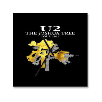 U2 Joshua Tree Tour Square Silent Scaleless Wooden Wall Clock Black Pointers