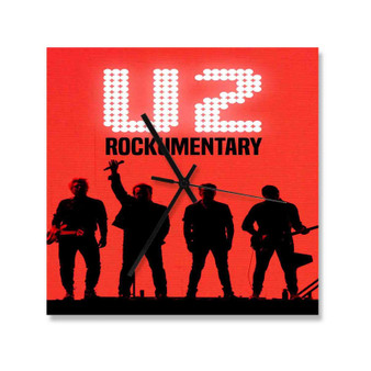 U2 Rockumentary Square Silent Scaleless Wooden Wall Clock Black Pointers