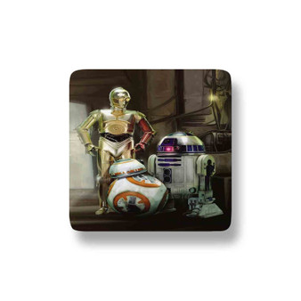 R2 D2 BB8 C3 PO Star Wars Porcelain Refrigerator Magnet Square