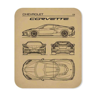 Corvette C8 Rectangle Gaming Mouse Pad Rubber Backing