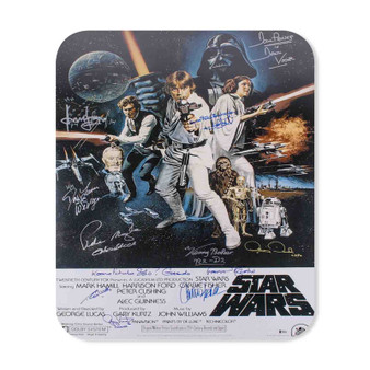 Star Wars Poster Signed By Cast Rectangle Gaming Mouse Pad Rubber Backing