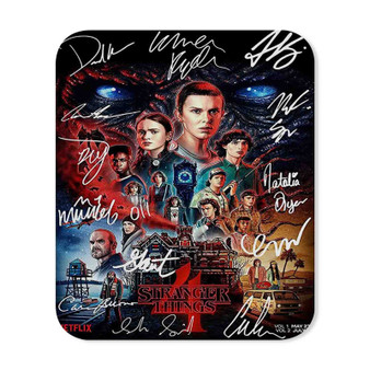 Stranger Things Poster Signed By Cast Rectangle Gaming Mouse Pad Rubber Backing
