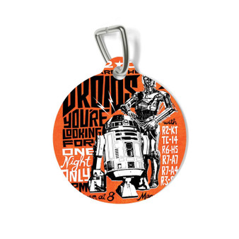 R2 D2 C3 PO Vintage Poster Round Pet Tag Coated Solid Metal for Cat Kitten Dog