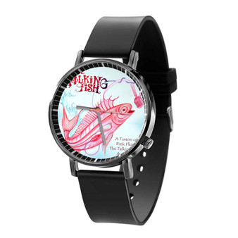 Pink Talking Fish Black Quartz Watch With Gift Box