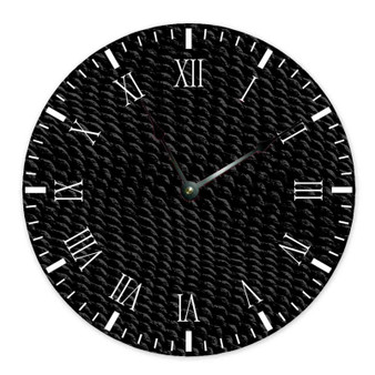 Black Snake Skin Round Non-ticking Wooden Black Pointers Wall Clock