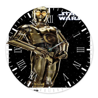 C3 PO Star Wars Round Non-ticking Wooden Black Pointers Wall Clock