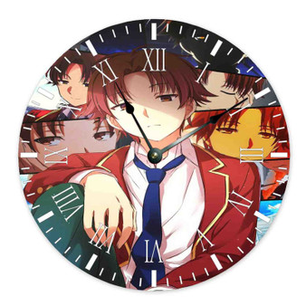 Classroom of The Elite Kiyotaka Ayanokoji Round Non-ticking Wooden Black Pointers Wall Clock