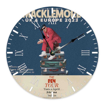 Macklemore 2023 Tour Round Non-ticking Wooden Black Pointers Wall Clock