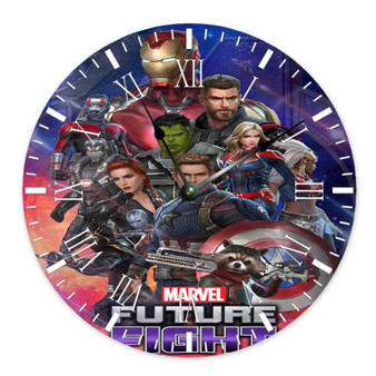 Marvel Future Fight Round Non-ticking Wooden Black Pointers Wall Clock