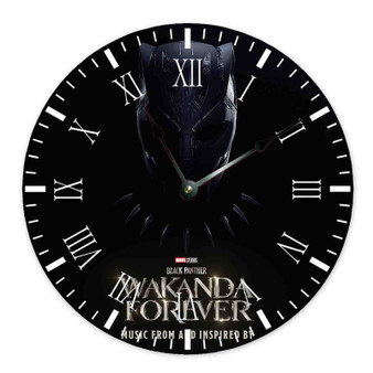 Rihanna Born Again Black Panther Wakanda Forever Round Non-ticking Wooden Black Pointers Wall Clock