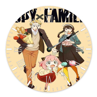 Spy X Family Ice Cream Round Non-ticking Wooden Black Pointers Wall Clock