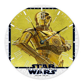 Star Wars C3 PO Round Non-ticking Wooden Black Pointers Wall Clock