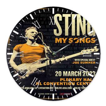 Sting 2023 Tour Round Non-ticking Wooden Black Pointers Wall Clock