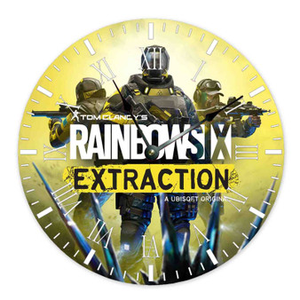 Tom Clancy s Rainbow Six Extraction Round Non-ticking Wooden Black Pointers Wall Clock