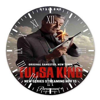 Tulsa King Round Non-ticking Wooden Black Pointers Wall Clock