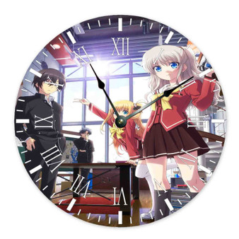 Charlotte Anime Round Non-ticking Wooden Black Pointers Wall Clock