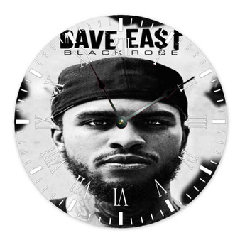 Dave East Black Rose Round Non-ticking Wooden Black Pointers Wall Clock