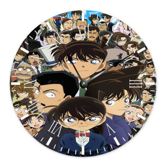 Detective Conan Round Non-ticking Wooden Black Pointers Wall Clock