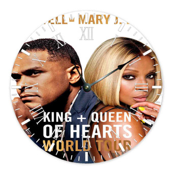 Mary J Blige Maxwell Team Up For King And Queens Of Hearts Round Non-ticking Wooden Black Pointers Wall Clock