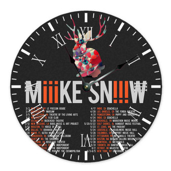 Miike Snow Concert Round Non-ticking Wooden Black Pointers Wall Clock