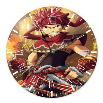 Natsu Dragneel Fairy Tail Round Non-ticking Wooden Black Pointers Wall Clock