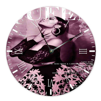 Nicki Minaj Queen Round Non-ticking Wooden Black Pointers Wall Clock