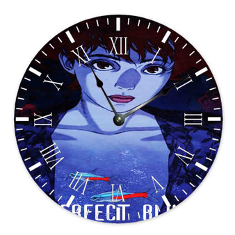 Perfect Blue Anime Round Non-ticking Wooden Black Pointers Wall Clock