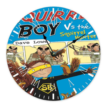 Squirrel Boy Round Non-ticking Wooden Black Pointers Wall Clock