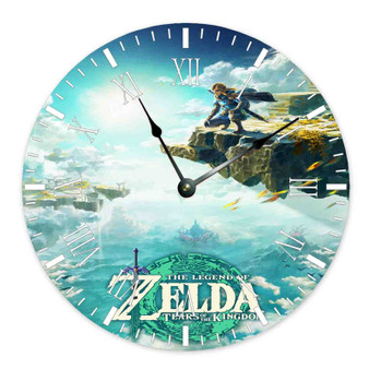 The Legend of Zelda Tears of the Kingdom Round Non-ticking Wooden Black Pointers Wall Clock