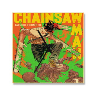 Chainsaw Man Vintage Square Silent Scaleless Wooden Wall Clock Black Pointers