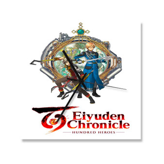 Eiyuden Chronicle Hundred Heroes Square Silent Scaleless Wooden Wall Clock Black Pointers