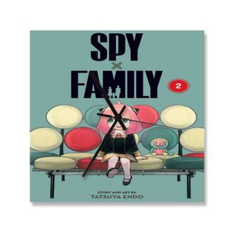 Spy X Family Series Square Silent Scaleless Wooden Wall Clock Black Pointers