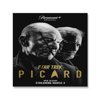 Star Trek Picard Square Silent Scaleless Wooden Wall Clock Black Pointers
