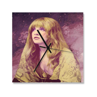 Stevie Nicks Square Silent Scaleless Wooden Wall Clock Black Pointers