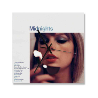 Taylor Swift Midnights 3am Edition Square Silent Scaleless Wooden Wall Clock Black Pointers