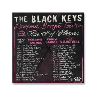 The Black Keys Dropout Boogie Tour Square Silent Scaleless Wooden Wall Clock Black Pointers